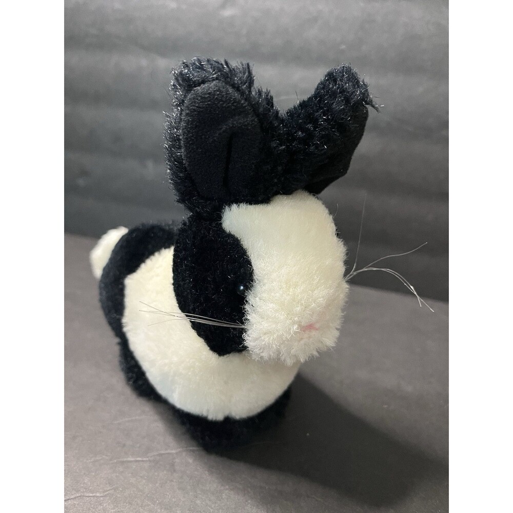 Smoothie By Russ Berrie 6" Black And White Bunny Rabbit Toy Vintage Plush - Picture 5 of 12